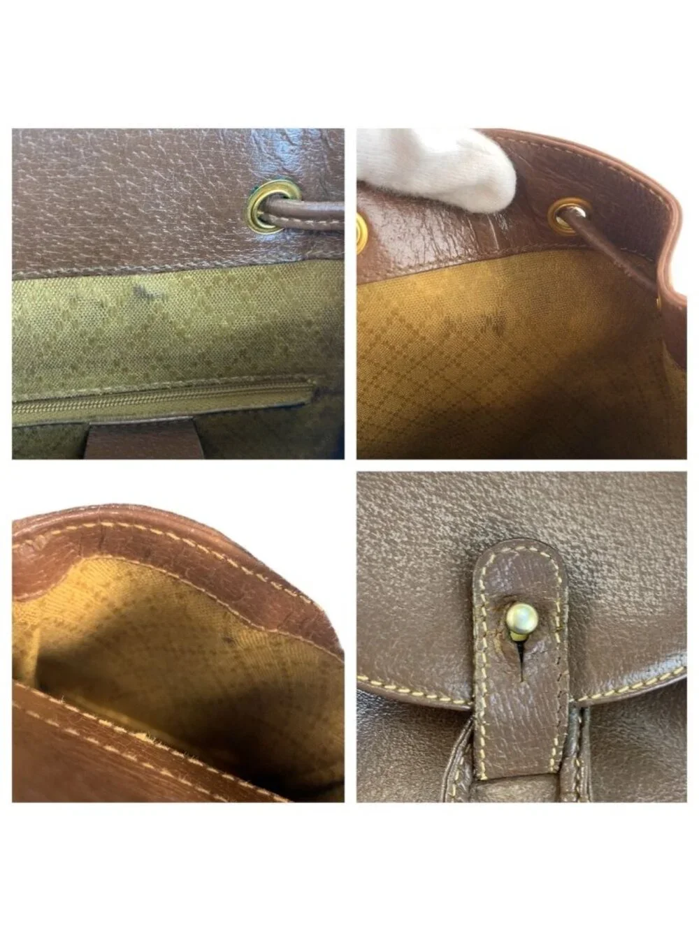 Gucci Bamboo Brown Gold Leather Backpack